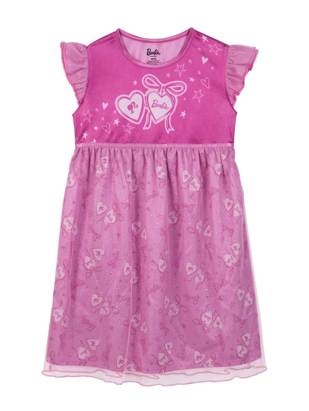 Barbie Girls Pink Sleeveless Nightgown Sleepwear Dress Size M 7-8